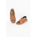 Snooze Tan Leather Cross Over Sandal