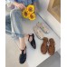 Black Flat Sandals Faux Leather Comfy Buckle Strap Water Sandals