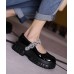 Black Flat Shoes Buckle Strap Platform Flat Shoes