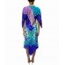 MORPHEW COLLECTION Blue & Purple Silk Floral 2-Scarf Dress Made From Pierre Cardin Vintage Scarves